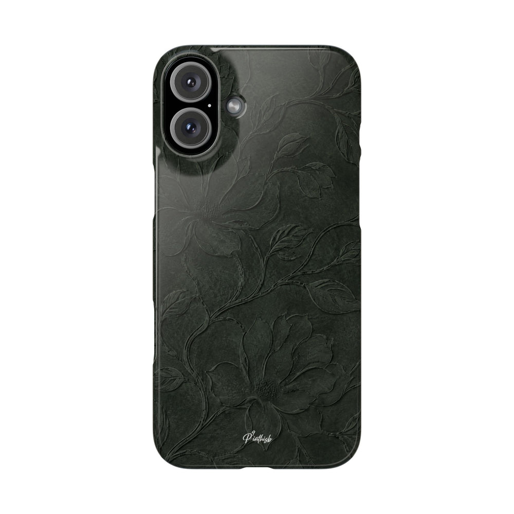 Dark Olive Floral Texture Snap Case