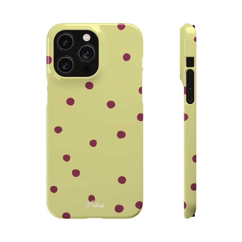 Yellow & Burgundy Polka Dot Snap Phone Case