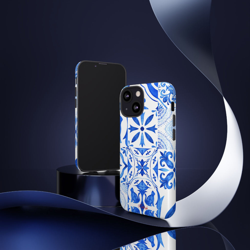 Blue Tile Pattern Tough Phone Case
