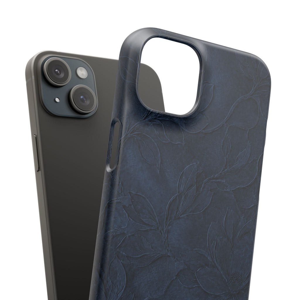 Navy Floral Textured Snap Case