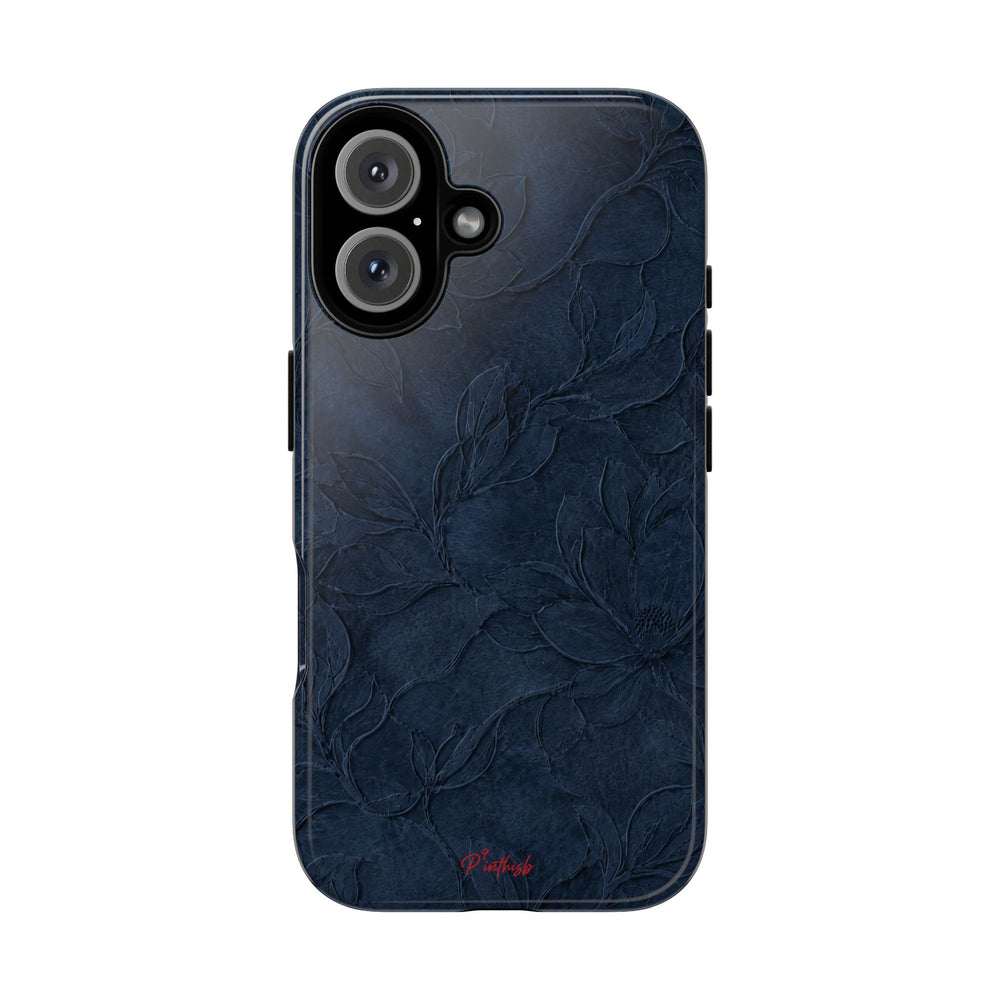 Navy Floral Textured Tough Case