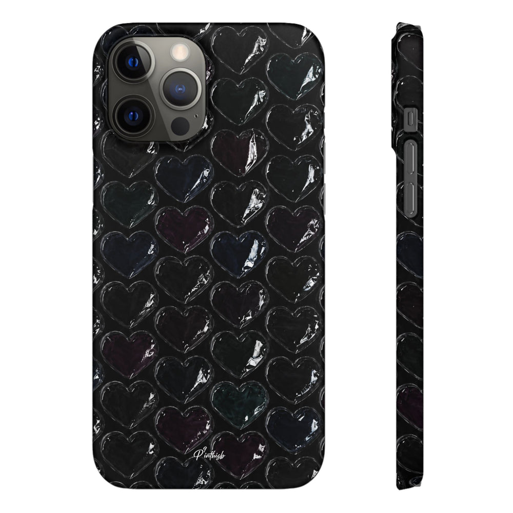 Black Pop Hearts Snap Case