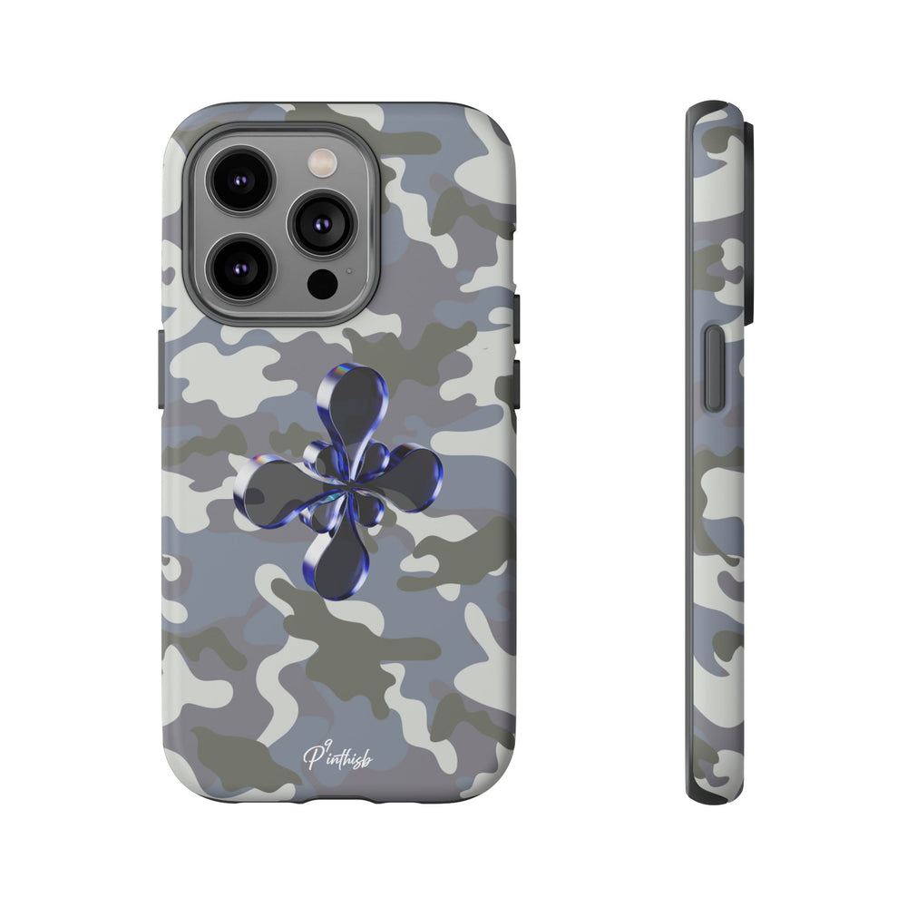 Camouflage with Blue Metallic Clover Tough Case