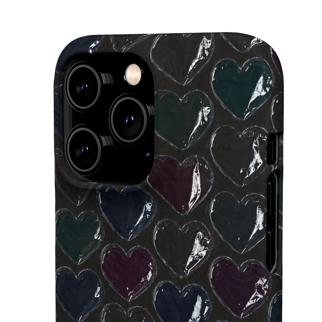 Black Pop Hearts Snap Case