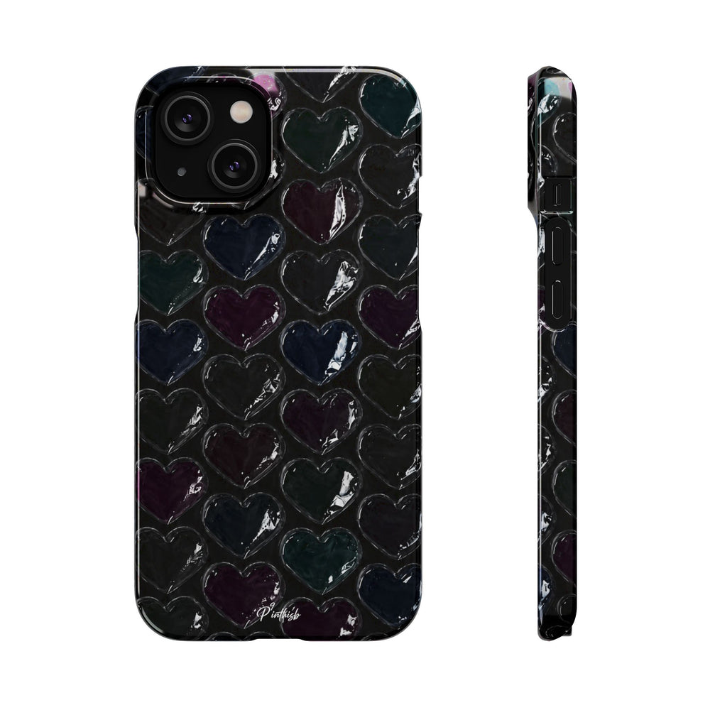 Black Pop Hearts Snap Case