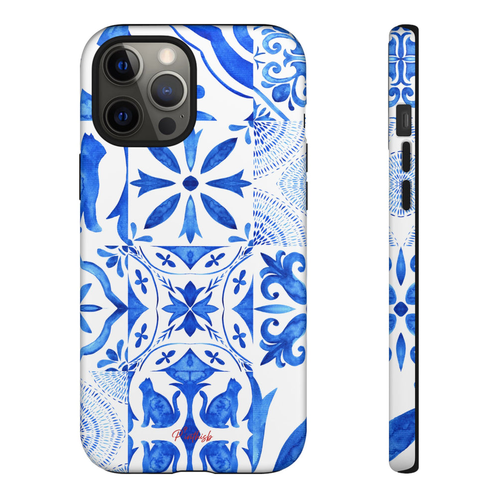 Blue Tile Pattern Tough Phone Case