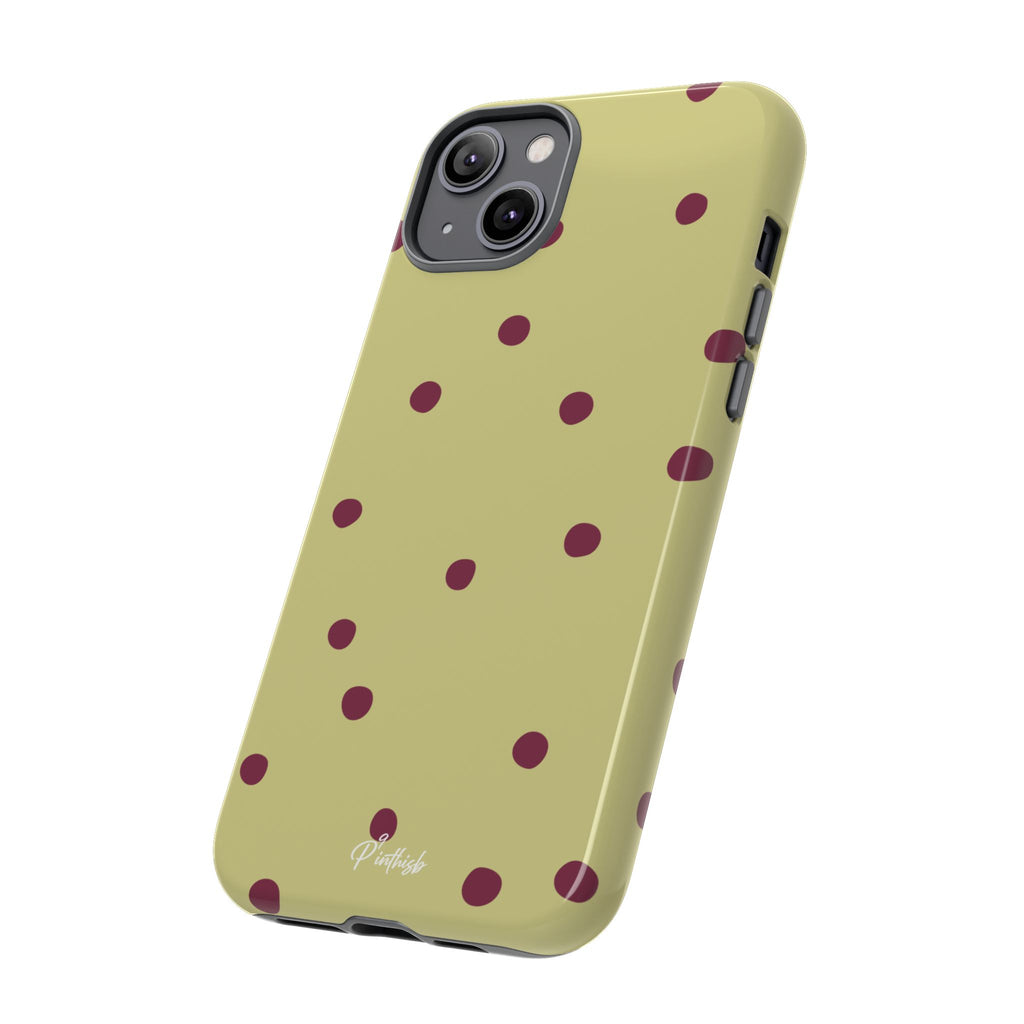 Yellow & Burgundy Polka Dot Tough Phone Case