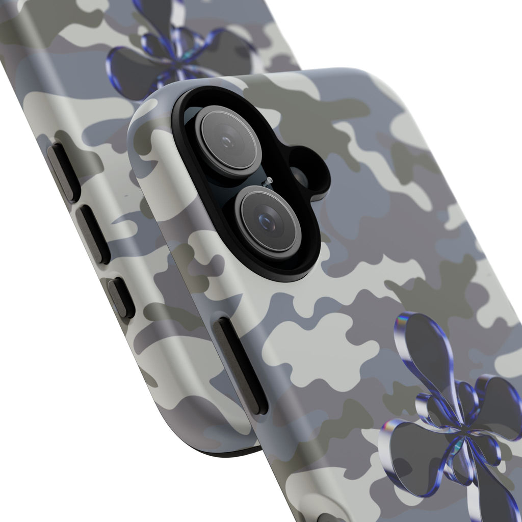 Camouflage with Blue Metallic Clover Tough Case
