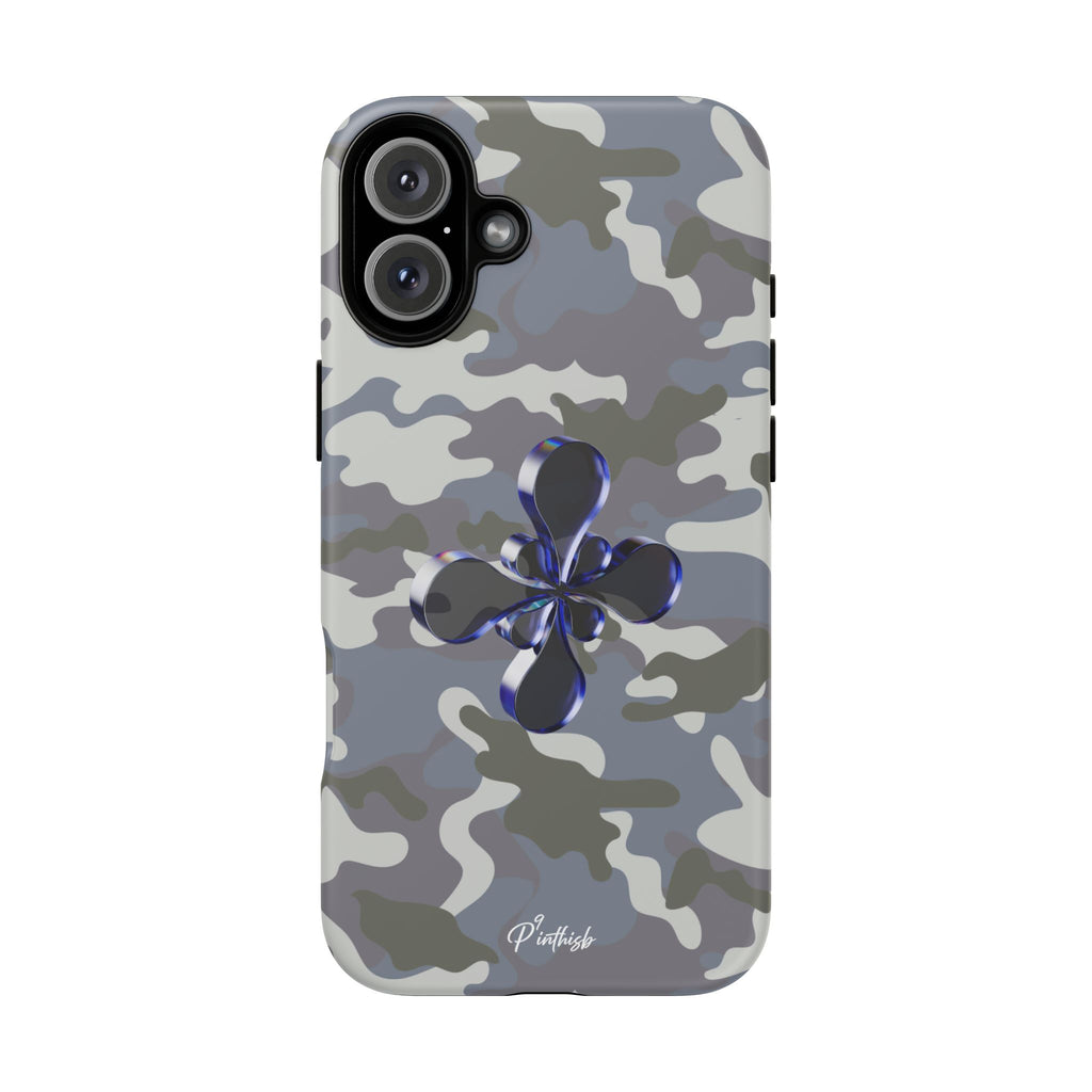 Camouflage with Blue Metallic Clover Tough Case