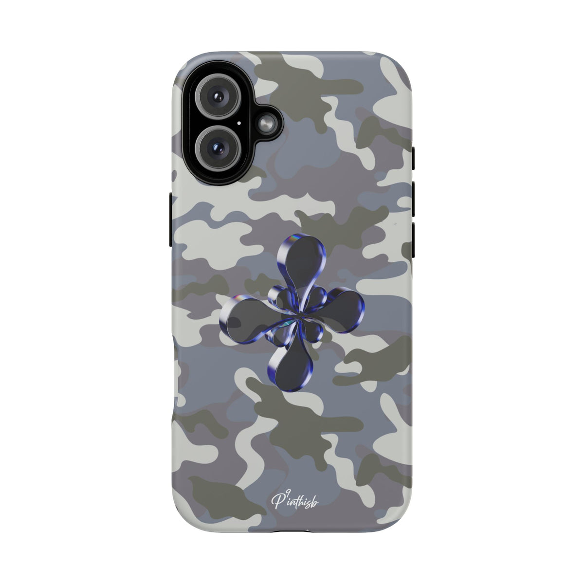 Camouflage with Blue Metallic Clover Tough Case