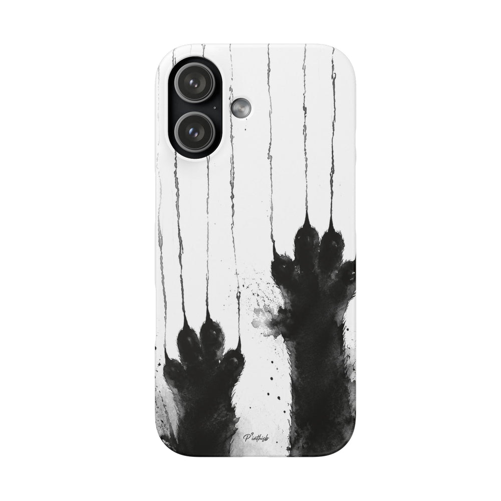Black Ink Paw Print Snap Case