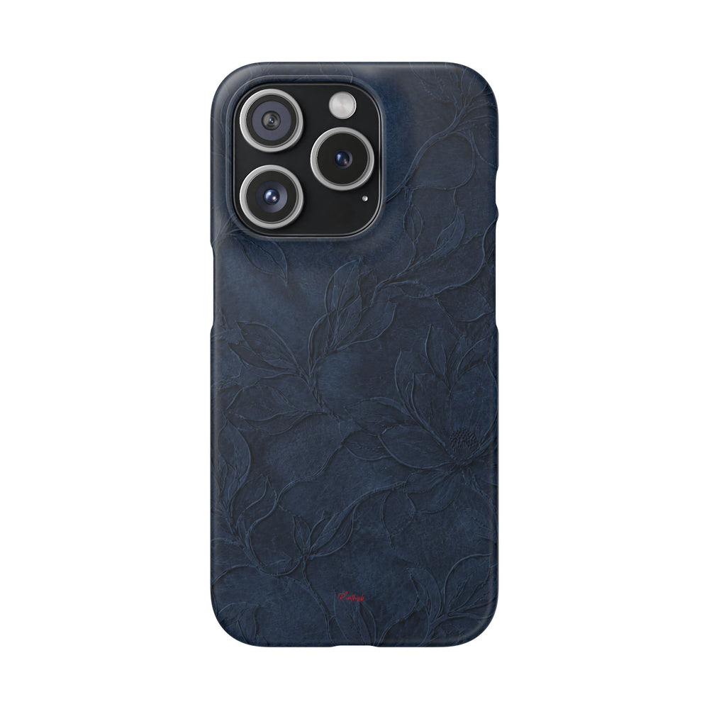 Navy Floral Textured Snap Case