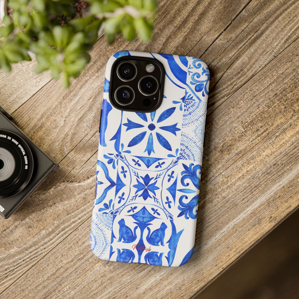 Blue Tile Pattern Tough Phone Case