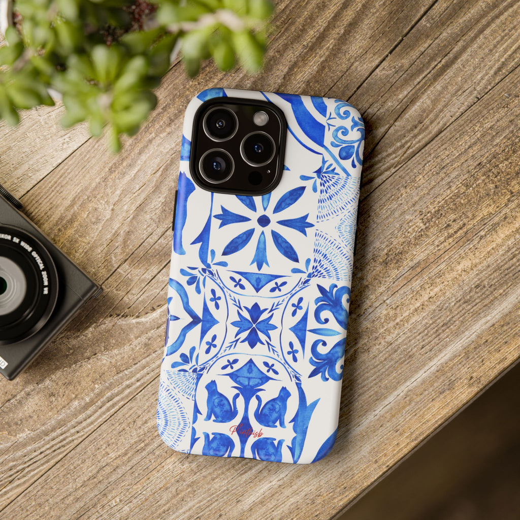 Blue Tile Pattern Tough Phone Case