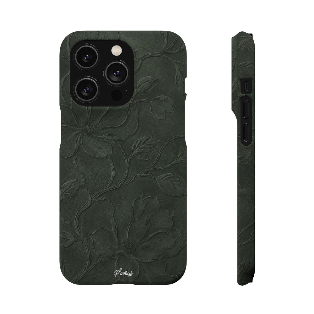 Dark Olive Floral Texture Snap Case