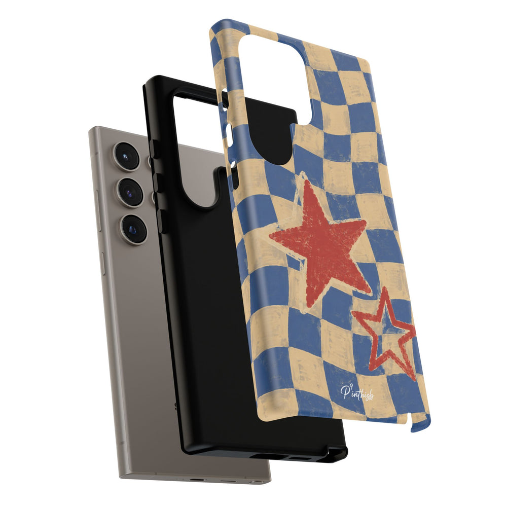 Blue & Cream Retro Star Phone Case