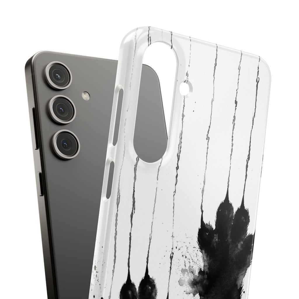 Black Ink Paw Print Snap Case