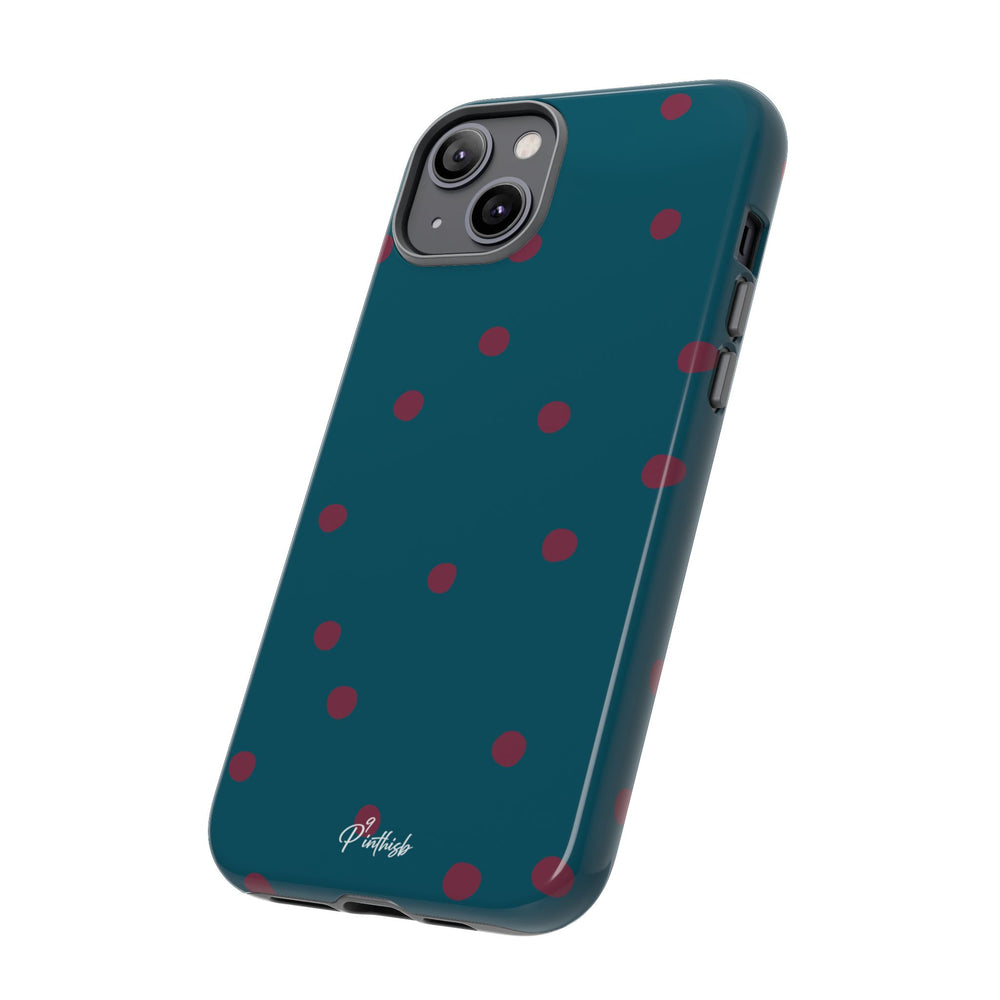 Teal & Burgundy Polka Dot Tough Phone Case