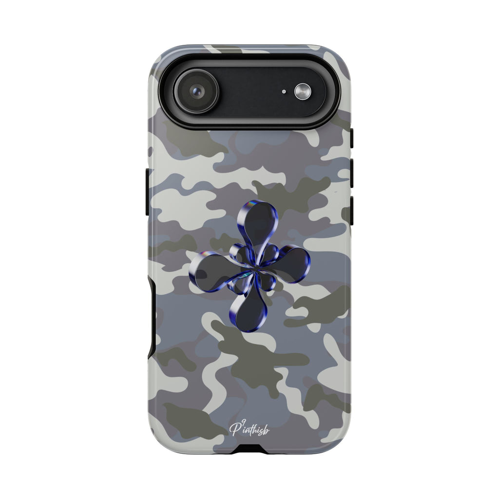 Camouflage with Blue Metallic Clover Tough Case