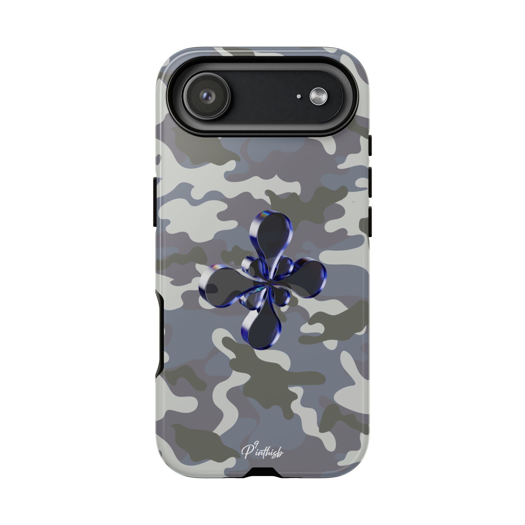 Camouflage with Blue Metallic Clover Tough Case