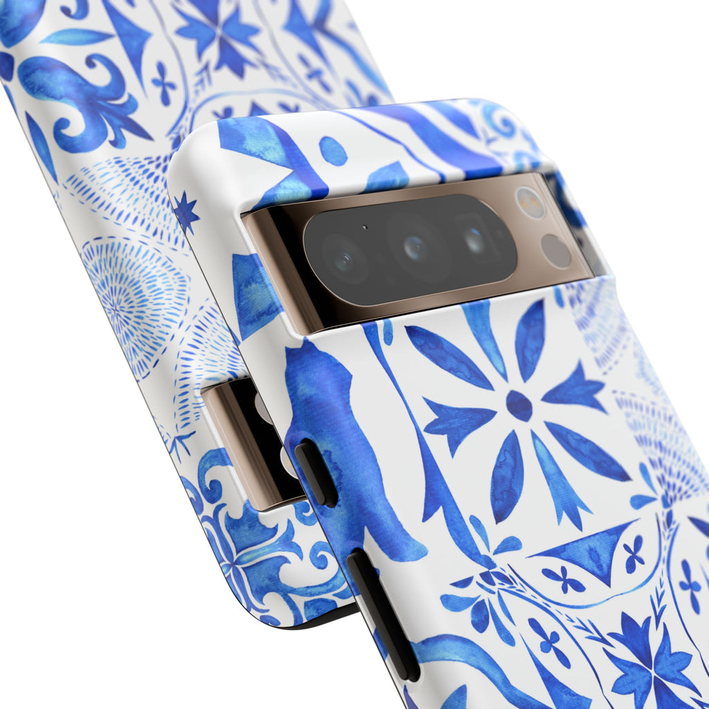 Blue Tile Pattern Tough Phone Case