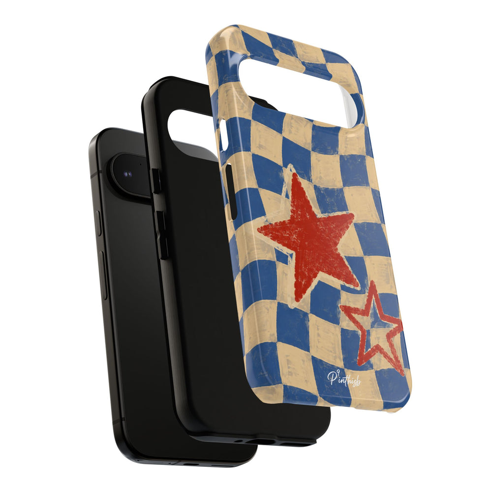 Blue & Cream Retro Star Phone Case