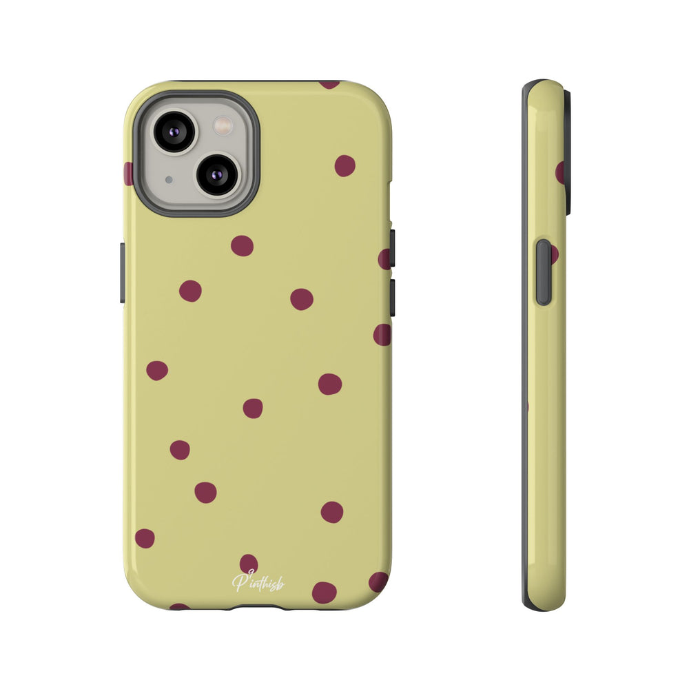 Yellow & Burgundy Polka Dot Tough Phone Case