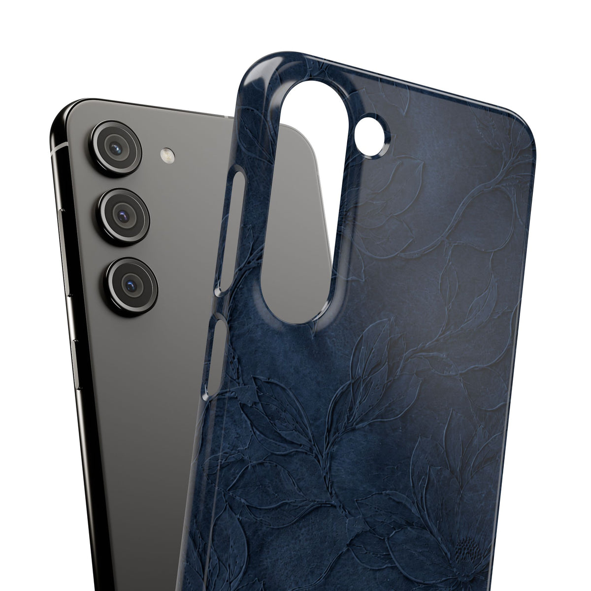 Navy Floral Textured Snap Case