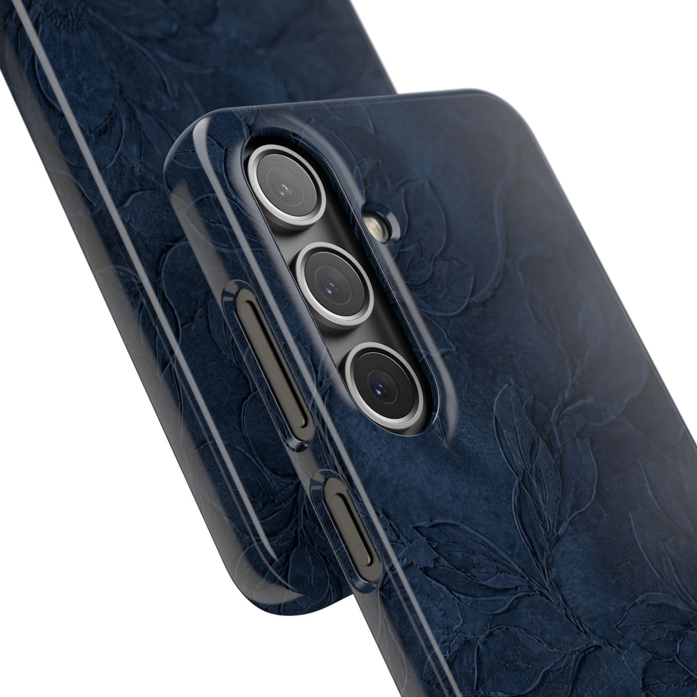 Navy Floral Textured Snap Case