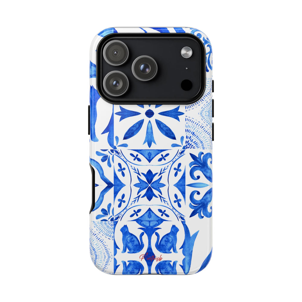 Blue Tile Pattern Tough Phone Case