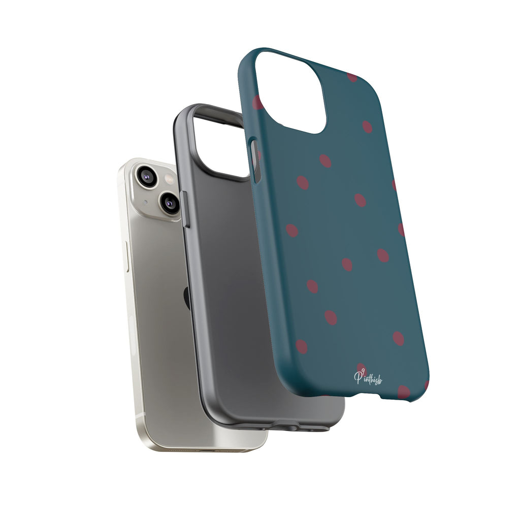 Teal & Burgundy Polka Dot Tough Phone Case