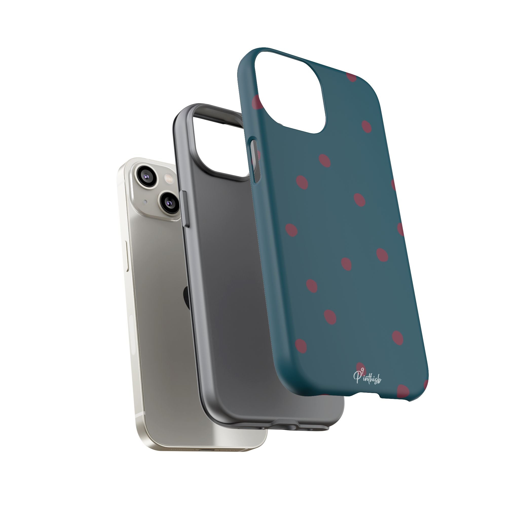 Teal & Burgundy Polka Dot Tough Phone Case