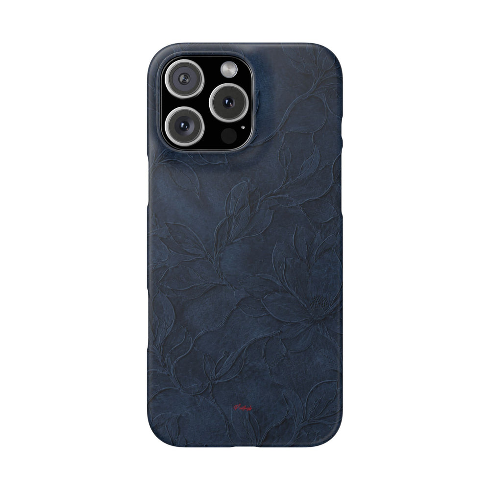 Navy Floral Textured Snap Case