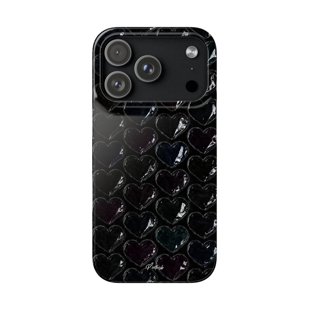 Black Pop Hearts Snap Case