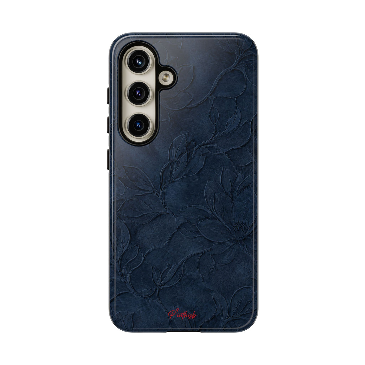 Navy Floral Textured Tough Case