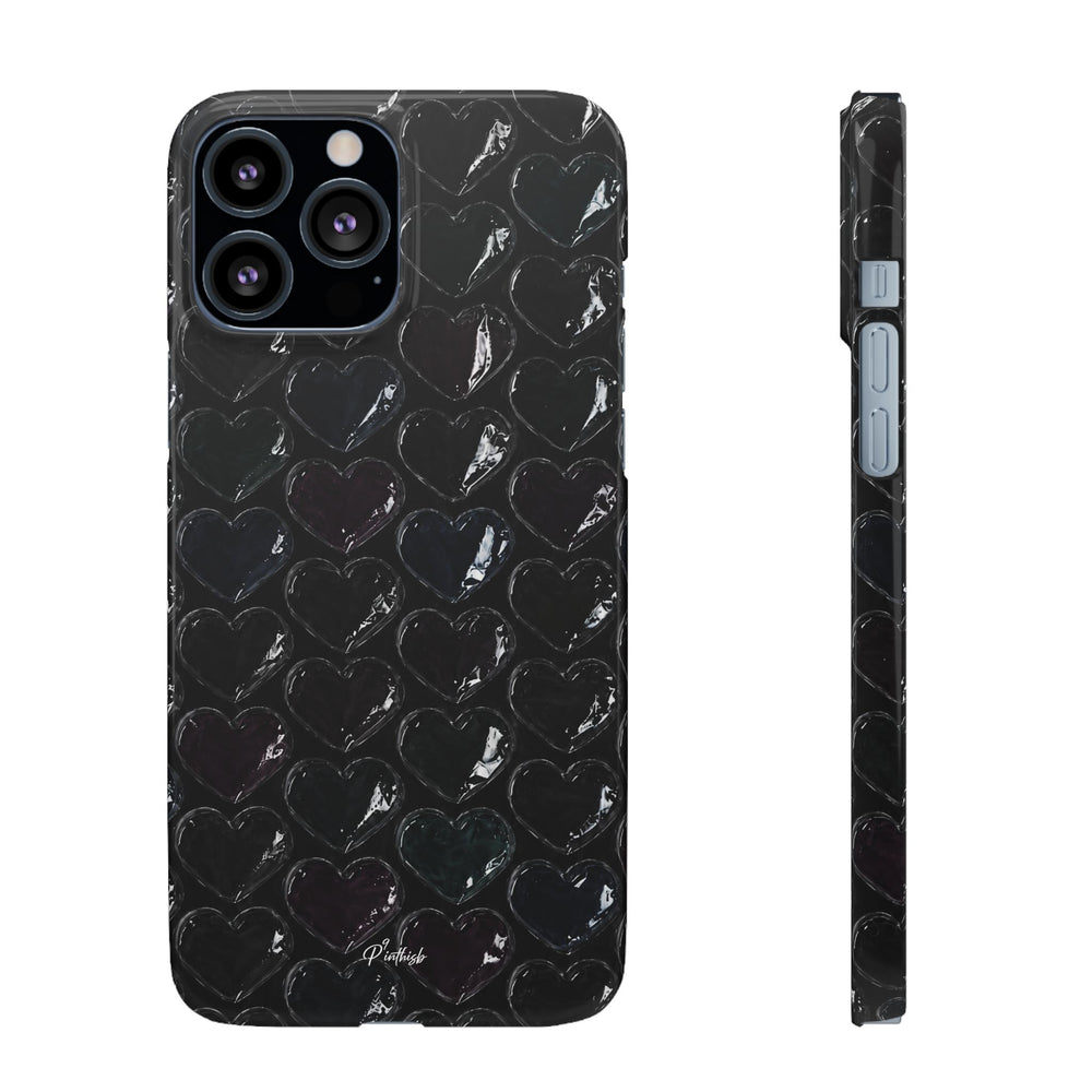 Black Pop Hearts Snap Case