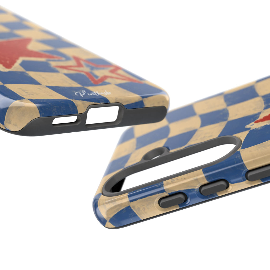 Blue & Cream Retro Star Phone Case
