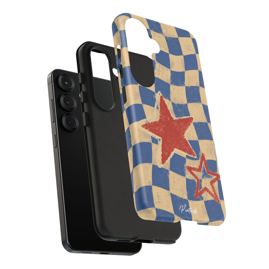 Blue & Cream Retro Star Phone Case