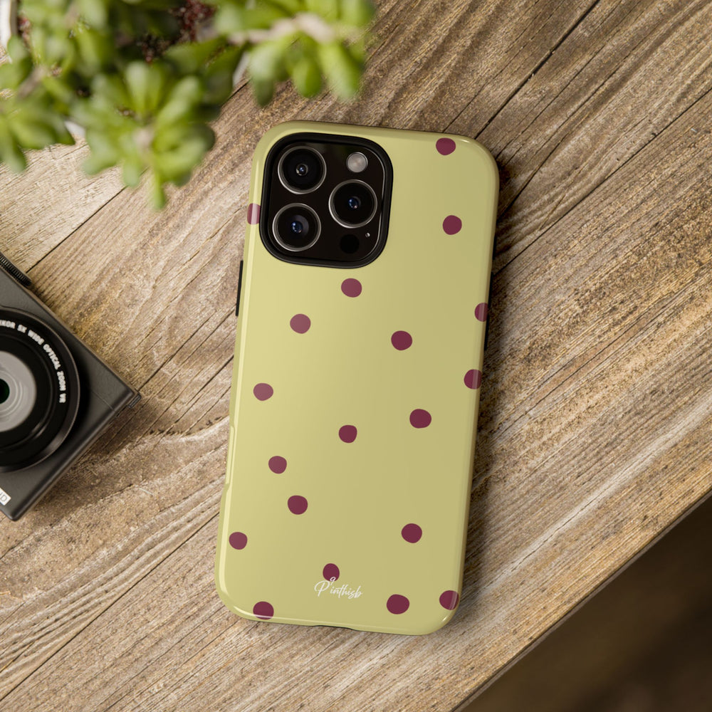 Yellow & Burgundy Polka Dot Tough Phone Case