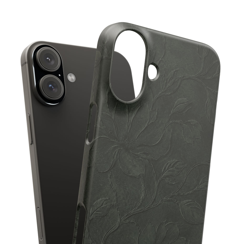Dark Olive Floral Texture Snap Case