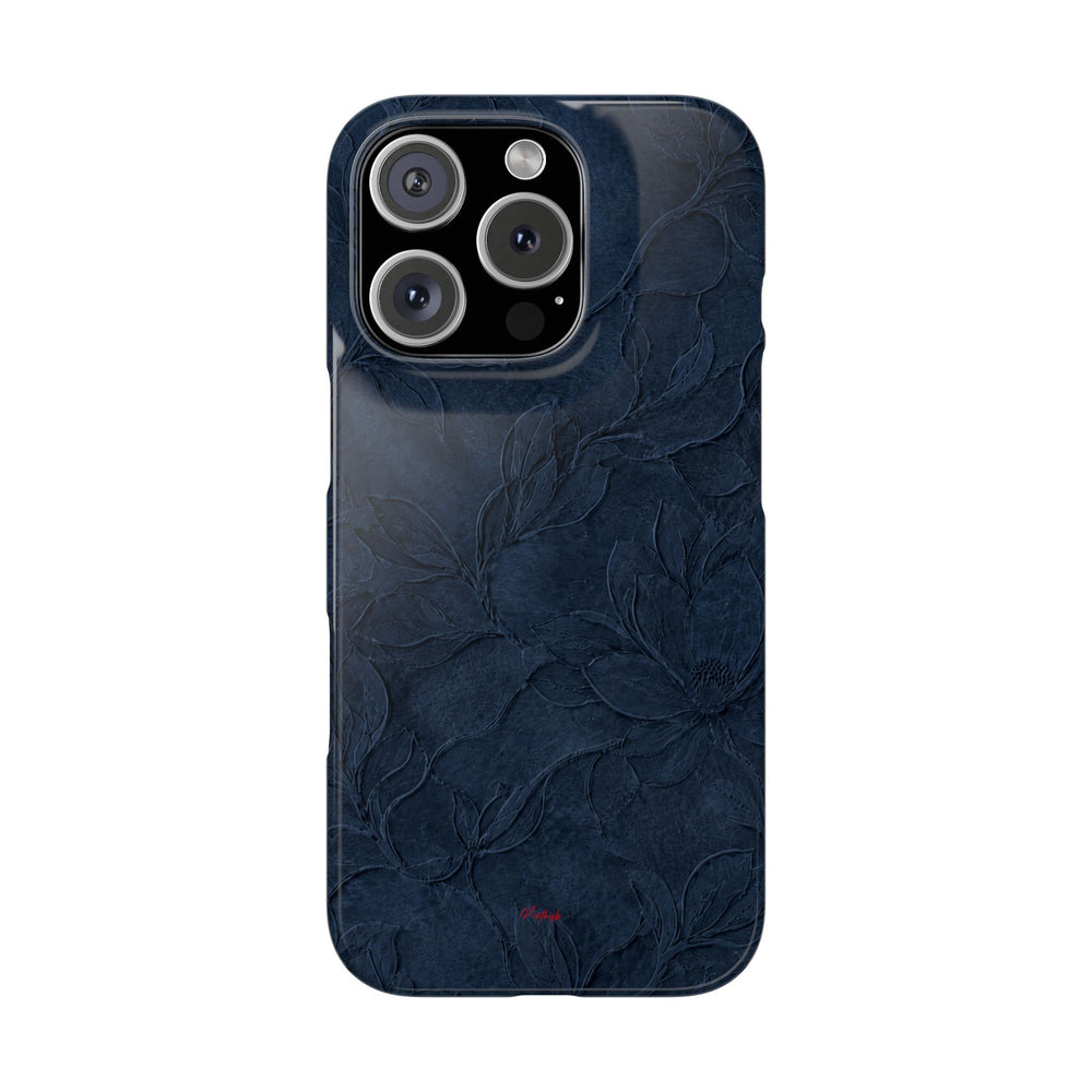 Navy Floral Textured Snap Case