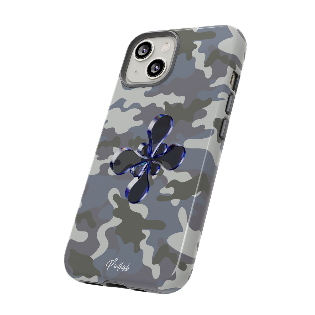 Camouflage with Blue Metallic Clover Tough Case