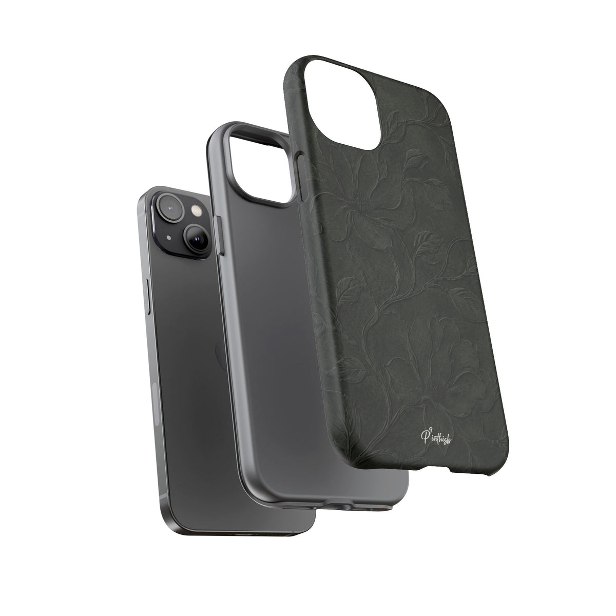 Dark Olive Floral Texture Tough Case