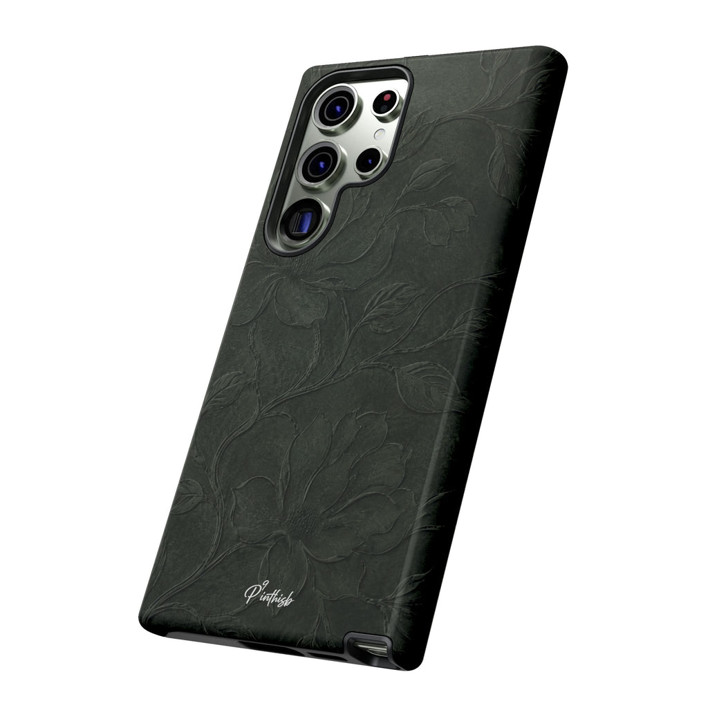 Dark Olive Floral Texture Tough Case