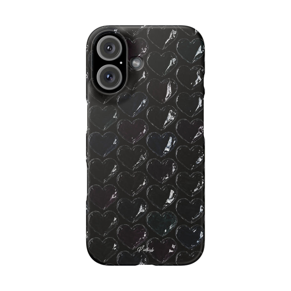 Black Pop Hearts Snap Case