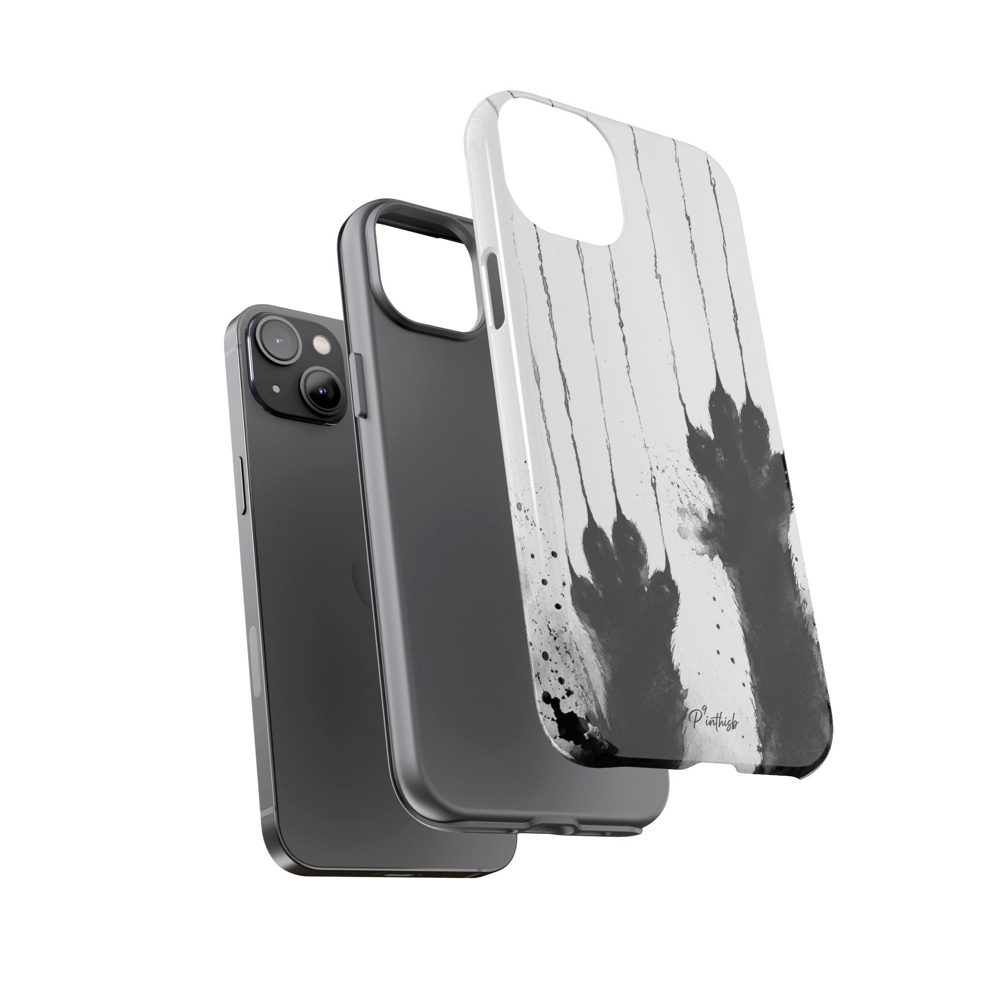 Black Ink Paw Print Tough Case