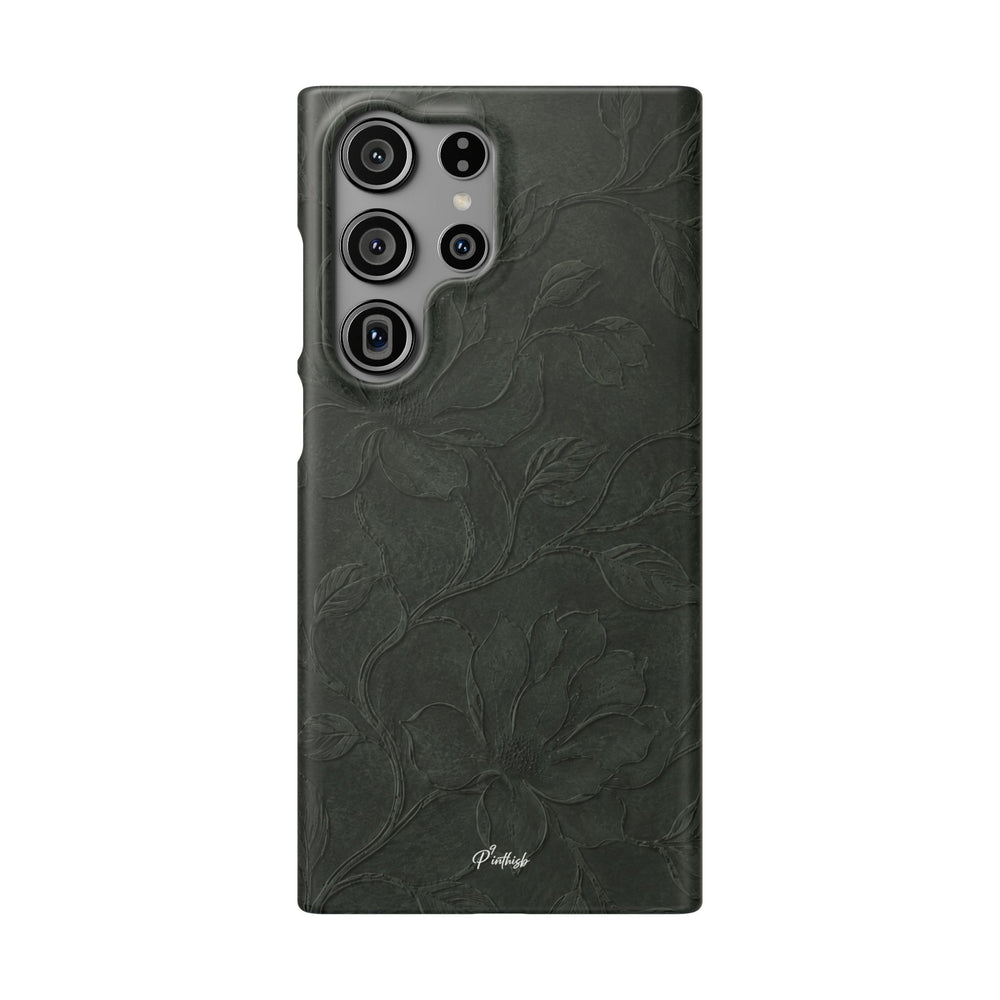 Dark Olive Floral Texture Snap Case