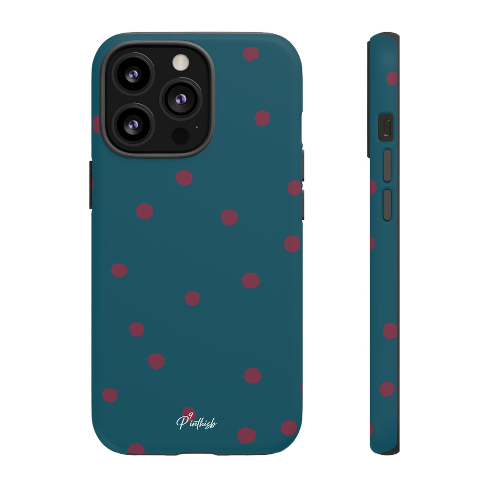 Teal & Burgundy Polka Dot Tough Phone Case