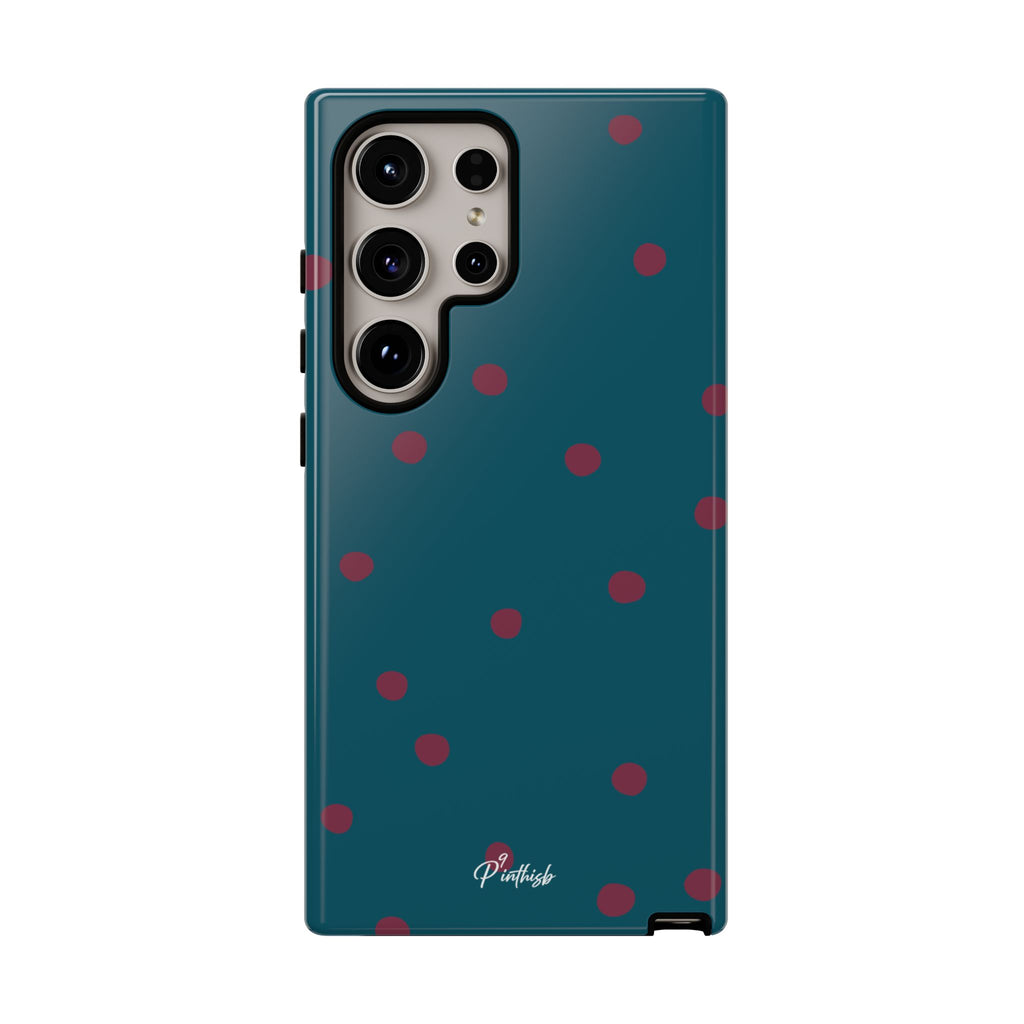 Teal & Burgundy Polka Dot Tough Phone Case