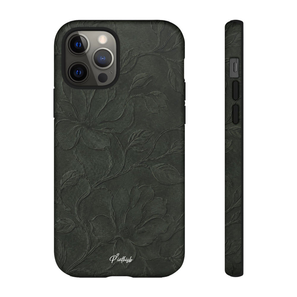 Dark Olive Floral Texture Tough Case